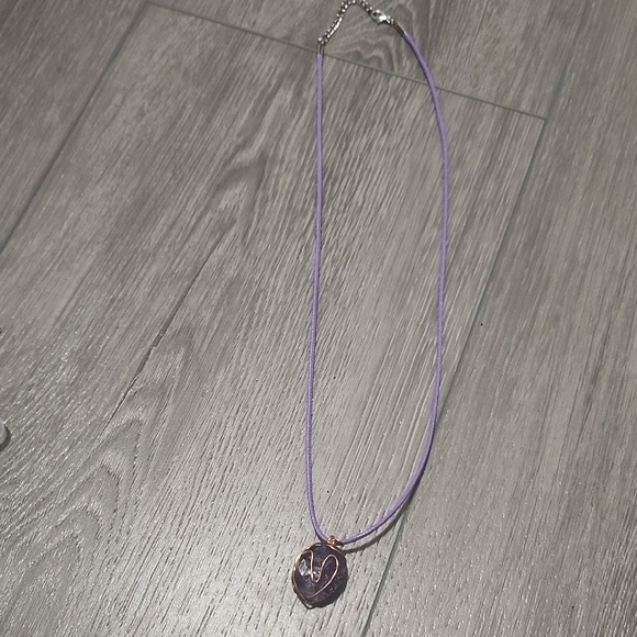 Hand Crafted Jewelry - Handcrafted Wire Wrapped Raw Amethyst Heartguard Necklace